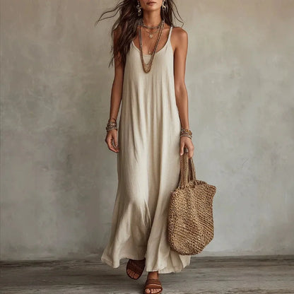 Backless Cami Dresses Summer Women Boho Dress Spaghetti Strap Sleeveless Casual Maxi Dress Long Sundress Holiday Beach Wear