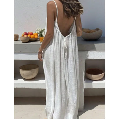 New Arrival Women's Strapless Backless Long Loose Home Dress Comfortable Sleepwear Casual Maxi Dress